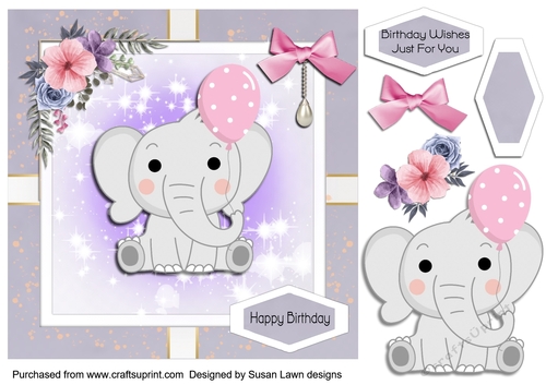 Birthday card - cute elephant