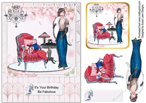 Birthday - Art deco lady in blue