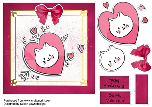Valentine card - cute cat in a heart