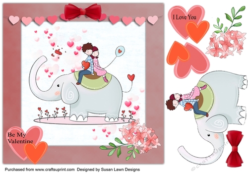 Valentine - cute couple on an elephant
