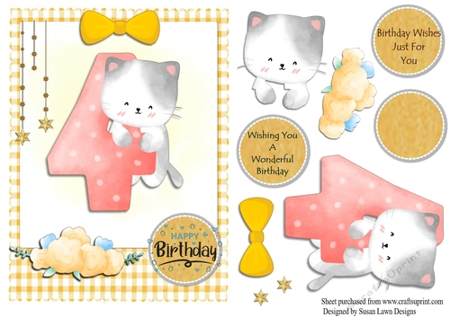 Birthday card - kitten age 4