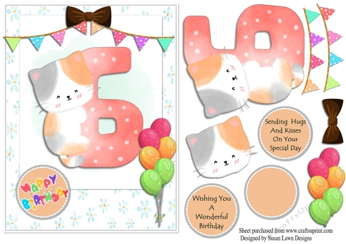 Birthday card - kitten age 6