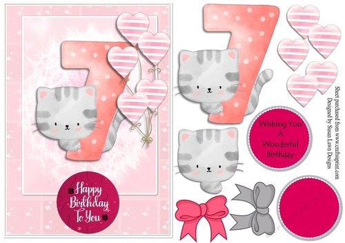Birthday card - kitten age 7