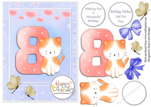 Birthday card - kitten age 8