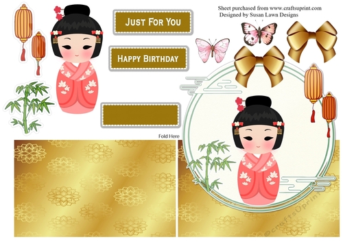 Oriental shaped birthday card no 2