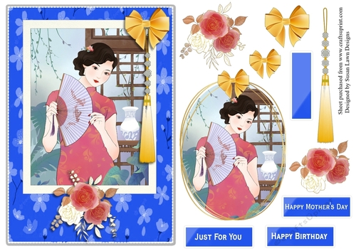 Oriental  birthday card - lovely lady