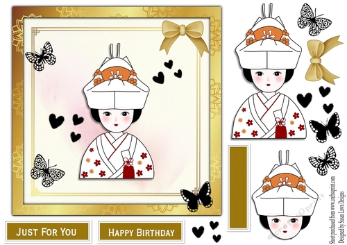 Oriental  birthday card - lovely lady