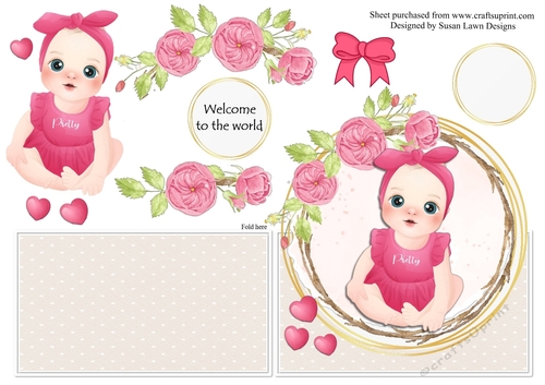 shaped card new baby girl