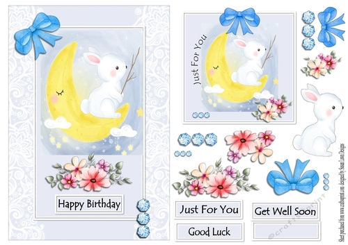Cute rabbit fishing from a moon