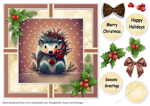 Christmas card - cute hedgehog