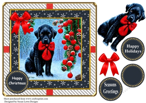 Christmas card - cute black dog