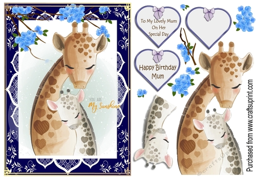 Cute giraffe - mothers day / birthday card