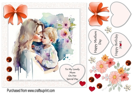 Mother and son  - mothers day / birthday card
