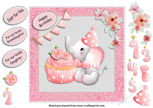 Elephant age birthday card