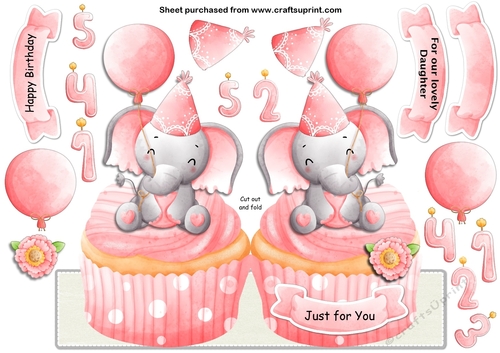 Elephant age birthday card Shaped card