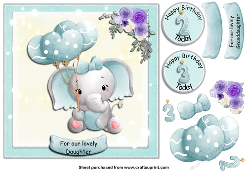 Elephant age birthday card no 3