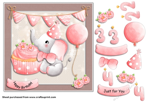 Elephant birthday cards - age 2, 3 and 4.