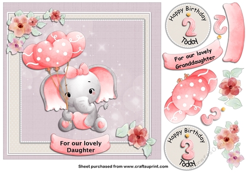 Elephant birthday cards -daughter