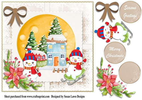 Christmas card - cute snowmen