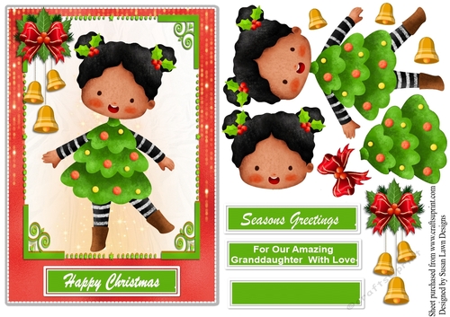 Cute girl dress as a christmas tree