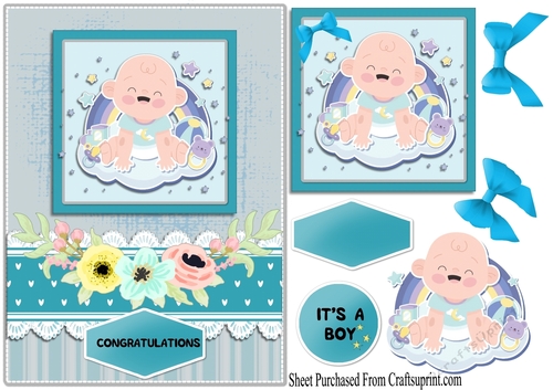 new baby card in blue