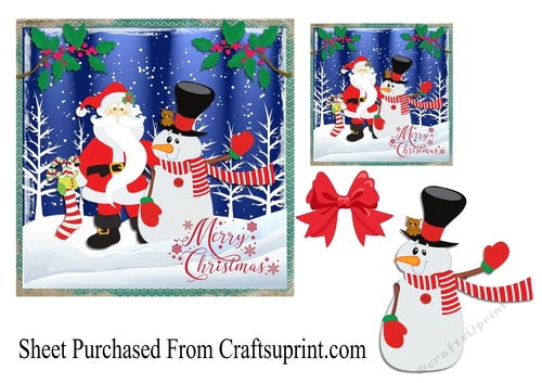 Merry Christmas - Santa and snowman