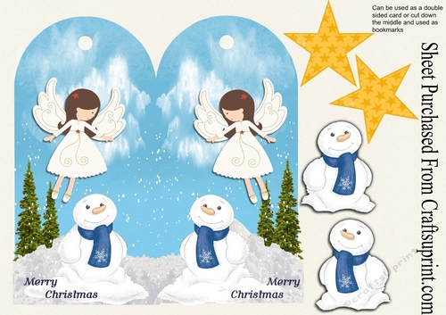 bookmark cards - Snowman and Fairy