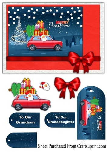 Father Christmas in a car