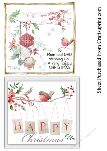 Christmas card toppers x 2