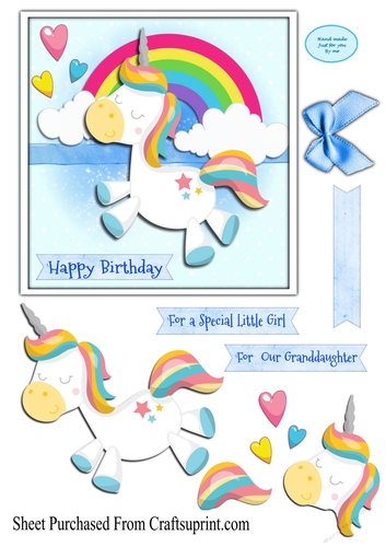 Birthday card -  Happy unicorn and rainbow