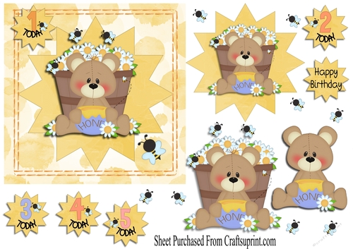 Honey bear - age birthday cards