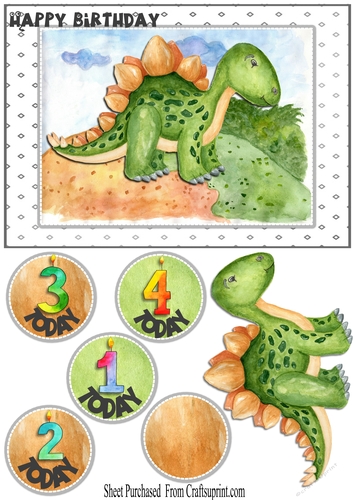 Dinosaur birthday card - ages 1 - 4