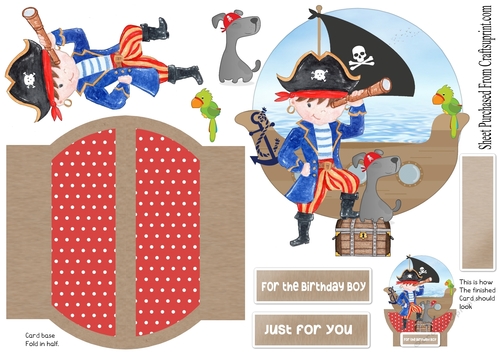 Pirate card - Happy birthday, -  boys