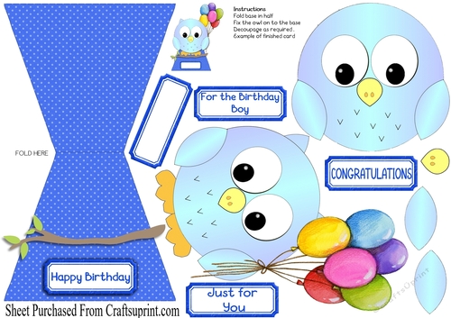 happy birthday - owl card