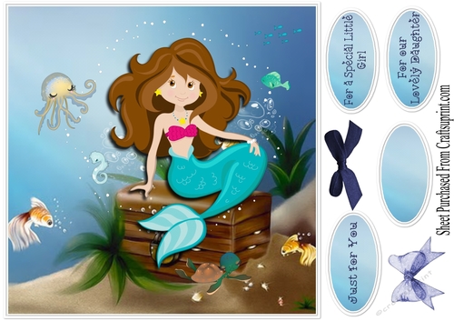 Little mermaid - happy birthday card  