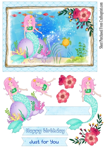 Little mermaid - happy birthday card  no 2