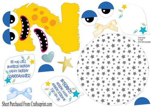 Little monster - age 2 rocker card