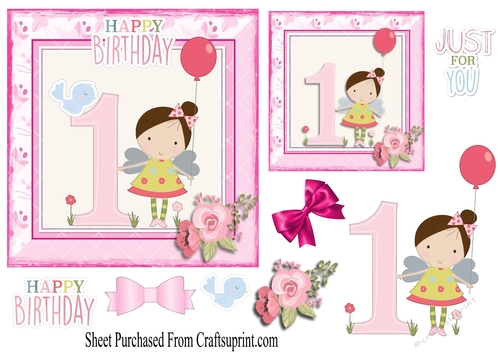 Fairy birthday card - age 1