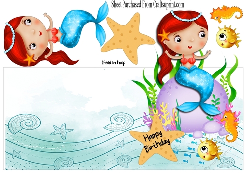 little mermaid shaped card