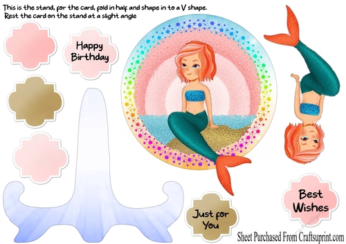 little mermaid plate stand card