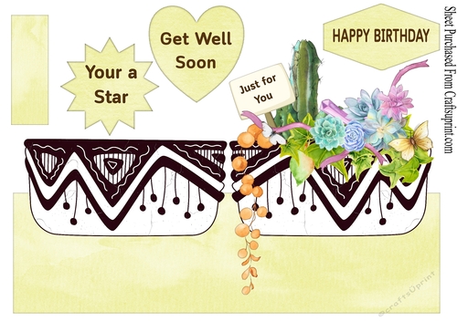 cactus in a planter shaped card