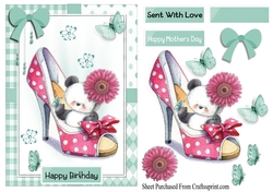 Cute panda with a fancy shoe