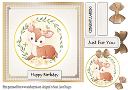 Birthday card featuring a cute baby deer