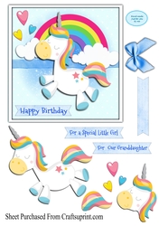 Birthday card - Happy unicorn and rainbow