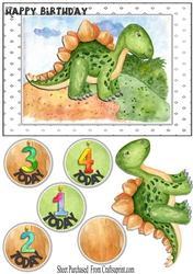 Dinosaur birthday card - ages 1 - 4