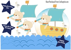 Bear in a boat - shaped card