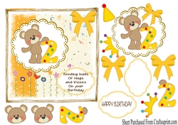 Cute bear,  happy birthday age 2