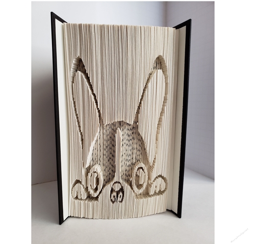 Boston Terrier Head Peaking Book Art, Book Fold Pattern - Cut and Fold Pattern for 21cm book with at least 399 pages