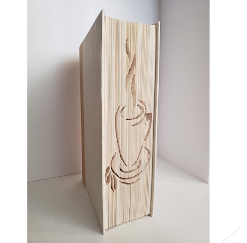 Coffee Cup Book Art, Book Fold Pattern - Cut and Fold Pattern for 21 cm book with at least 399 pages
