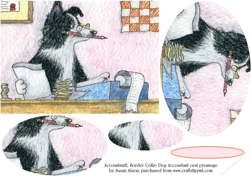 Accountmutt, Border Collie Dog Accountant oval pyramage